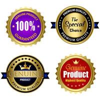 Set of Quality Badges and Labels Design Elements. Golden badge labels and laurel retro vintage collection. Emblem premium luxury logo in retro style arrows frames template badges collection. vector