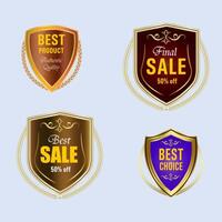 Set of Quality Badges and Labels Design Elements. Golden badge labels and laurel retro vintage collection. Emblem premium luxury logo in retro style arrows frames template badges collection. vector