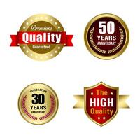 Set of Quality Badges and Labels Design Elements. Golden badge labels and laurel retro vintage collection. Emblem premium luxury logo in retro style template badges collection. vector