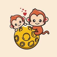 Funny illustration of Monkey on the Moon vector