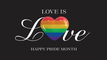 happy pride month banner with 3d heart in rainbow color vector