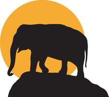 Elephant Silhouette at Sunset vector