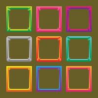 a set of colorful square frames on a green background vector