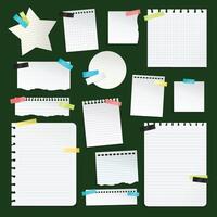 a collection of paper notes and sticky notes vector