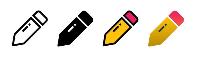 pencil icon on white background. pencil Symbol. pencil, writing, editing, stationery. flat and colored styles. for web and mobile design. vector