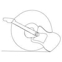 illustration of one single line art drawing of guitar world music day vector