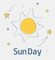 World Sun Day. May 3. Sunny day poster with sun and stars. Banner, greeting cards, flyer. vector