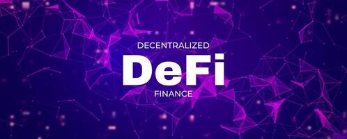DeFi Decentralized Finance banner for cryptocurrency, blockchain. vector