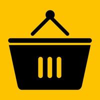 editable compras icono en amarillo antecedentes vector