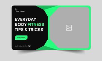 Creative fitness tips and trick thumbnail banner design, creative cover ban vector