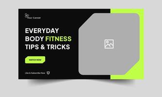 Daily Fitness tips and tricks thumbnail banner design, workout techniques cover banner, yoga and meditation training concept banner, fully customizable eps 10 file format vector