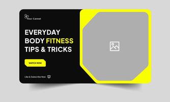 Modern thumbnail banner design, body fitness tips and idea cover banner design, fully editable eps 10 file format vector