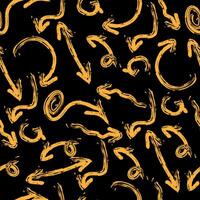 seamless pattern of yellow grunge arrows on a black background vector