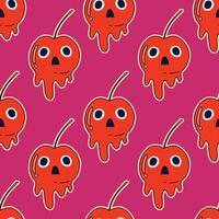 Funny cherry seamless pattern. Cartoon cherries background. vector