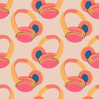 Seamless pattern headphones. Sound background. vector