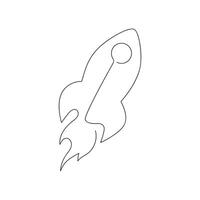 Rocket drawn in one continuous line. One line drawing, minimalism. illustration. vector