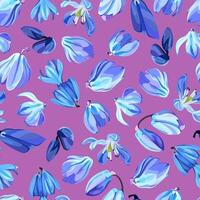 Seamless pattern of snowdrop buds on a pink background vector