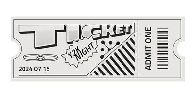 Fancy Retro style ticket template . Hippie style party ticket with futuristic elements. Y2k style design. vector