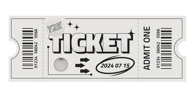 Fancy Retro style ticket template . Hippie party ticket. Y2k style design. vector