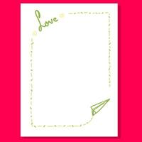 Vertical Card with Love Text and Paper Airplane vector