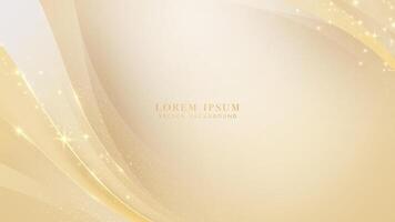 Golden curve line with glittering light effect decoration. Elegant style background design vector