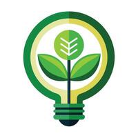 Renewable Energy Resources Logo with a Dynamic Plant Powered Light Bulb Eco Idea Light Bulb Logo vector