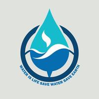 Every Drop Counts Save Water Save Earth Save Lives Water Conservation Logo Conserve Today Thrive Tomorrow vector