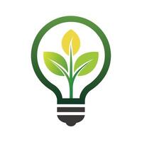 Renewable Energy Resources Logo with a Dynamic Plant Powered Light Bulb Eco Idea Light Bulb Logo vector