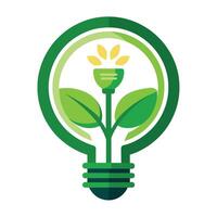 Renewable Energy Resources Logo with a Dynamic Plant Powered Light Bulb Eco Idea Light Bulb Logo vector