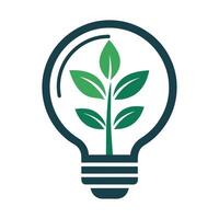 Renewable Energy Resources Logo with a Dynamic Plant Powered Light Bulb Eco Idea Light Bulb Logo vector