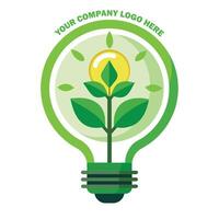 Renewable Energy Resources Logo with a Dynamic Plant Powered Light Bulb Eco Idea Light Bulb Logo vector