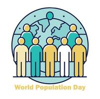 World Population Day Outline illustration World Population Day Comic Style Poster vector