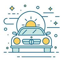 cómic estilo coche contorno ilustración coche contorno logo vector