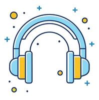 juguetón auriculares ilustración cómic auricular icono cómic estilo audio icono vistoso auricular vector