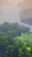 Scenic countryside landscape with green summer mountain valley and forests video