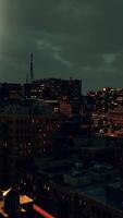 Skyline of the City with grey clouds during stormy autumn season video