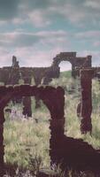 Decaying fortress overlooking rolling hills video