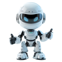 Cute ai robot chatbot thumbs up on isolated transparent background png