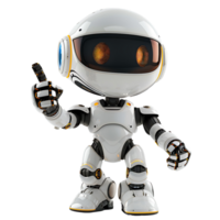 Cute ai robot chatbot thumbs up on isolated transparent background png