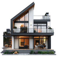 Modern house on isolated transparent background png