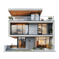 Modern house on isolated transparent background png