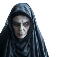 Evil scary nun on isolated transparent background png