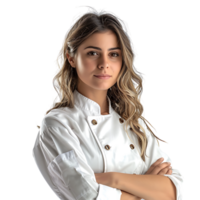 Young brazilian chef woman on isolated transparent background png