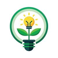 Renewable Energy Resources Logo with a Dynamic Plant Powered Light Bulb Eco Idea Light Bulb Logo vector