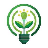 renovable energía recursos logo con un dinámica planta motorizado ligero bulbo eco idea ligero bulbo logo vector