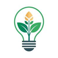 Renewable Energy Resources Logo with a Dynamic Plant Powered Light Bulb Eco Idea Light Bulb Logo vector