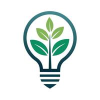 Renewable Energy Resources Logo with a Dynamic Plant Powered Light Bulb Eco Idea Light Bulb Logo vector