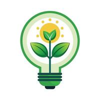 Renewable Energy Resources Logo with a Dynamic Plant Powered Light Bulb Eco Idea Light Bulb Logo vector