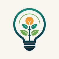 Renewable Energy Resources Logo with a Dynamic Plant Powered Light Bulb Eco Idea Light Bulb Logo vector