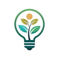 Renewable Energy Resources Logo with a Dynamic Plant Powered Light Bulb Eco Idea Light Bulb Logo vector